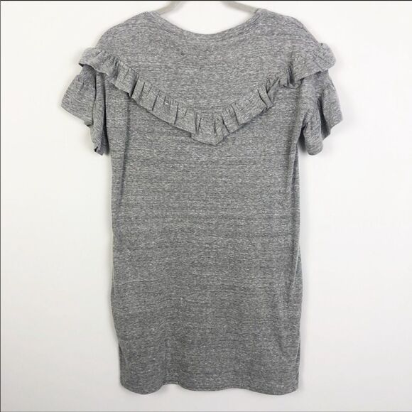 PAIGE | NEW Adalie Short Sleeve Ruffle Dress Heathered Gray Women’s Size X-Small - Picture 11 of 14